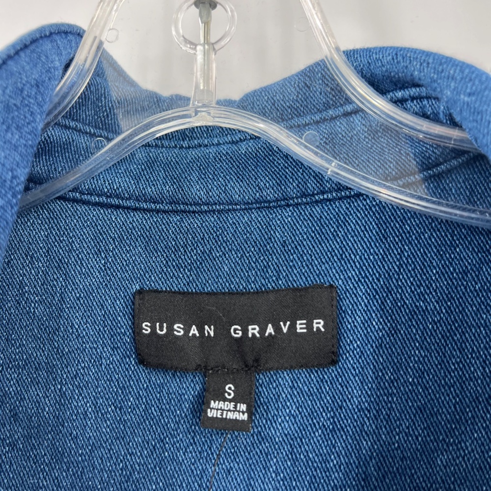 susan graver blue denim button-up shirt new small - Picture 4 of 7